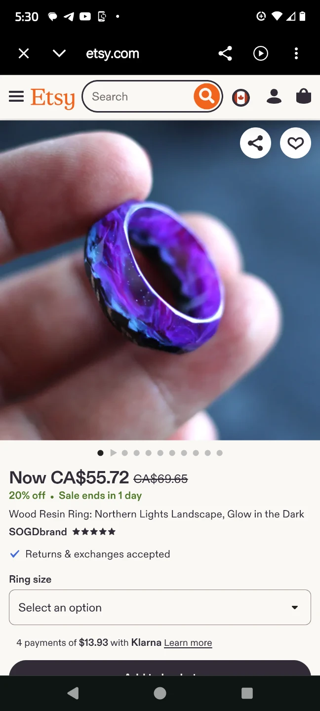 Northern Lights Wood Resin Ring - save your $$ - photo 2