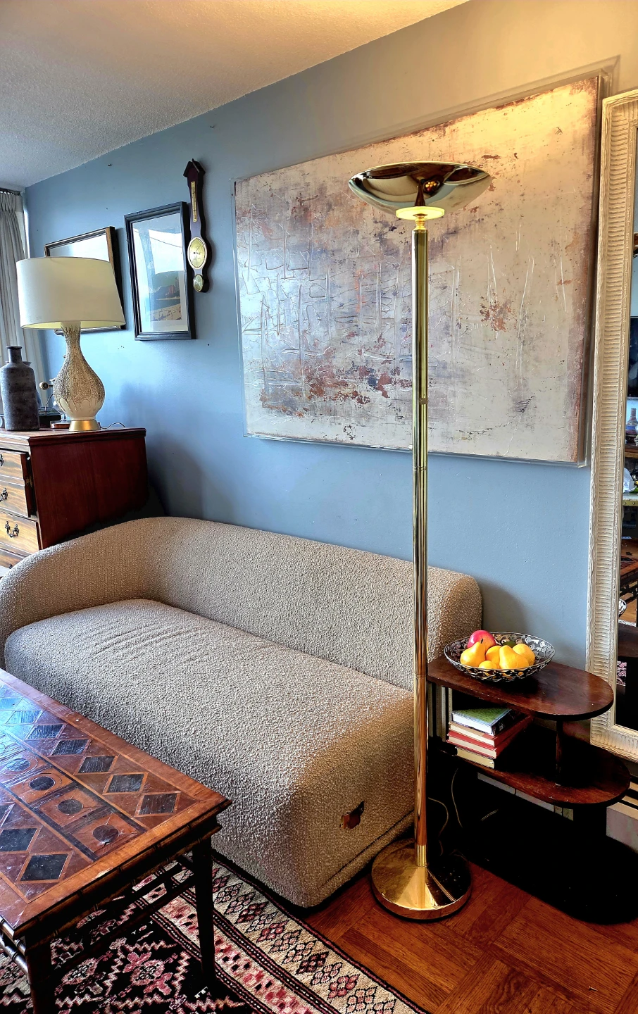 Vintage Tall Gold Torch Lamp with Dimmer - photo 2
