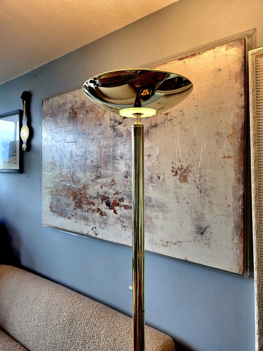 Vintage Tall Gold Torch Lamp with Dimmer - photo 3