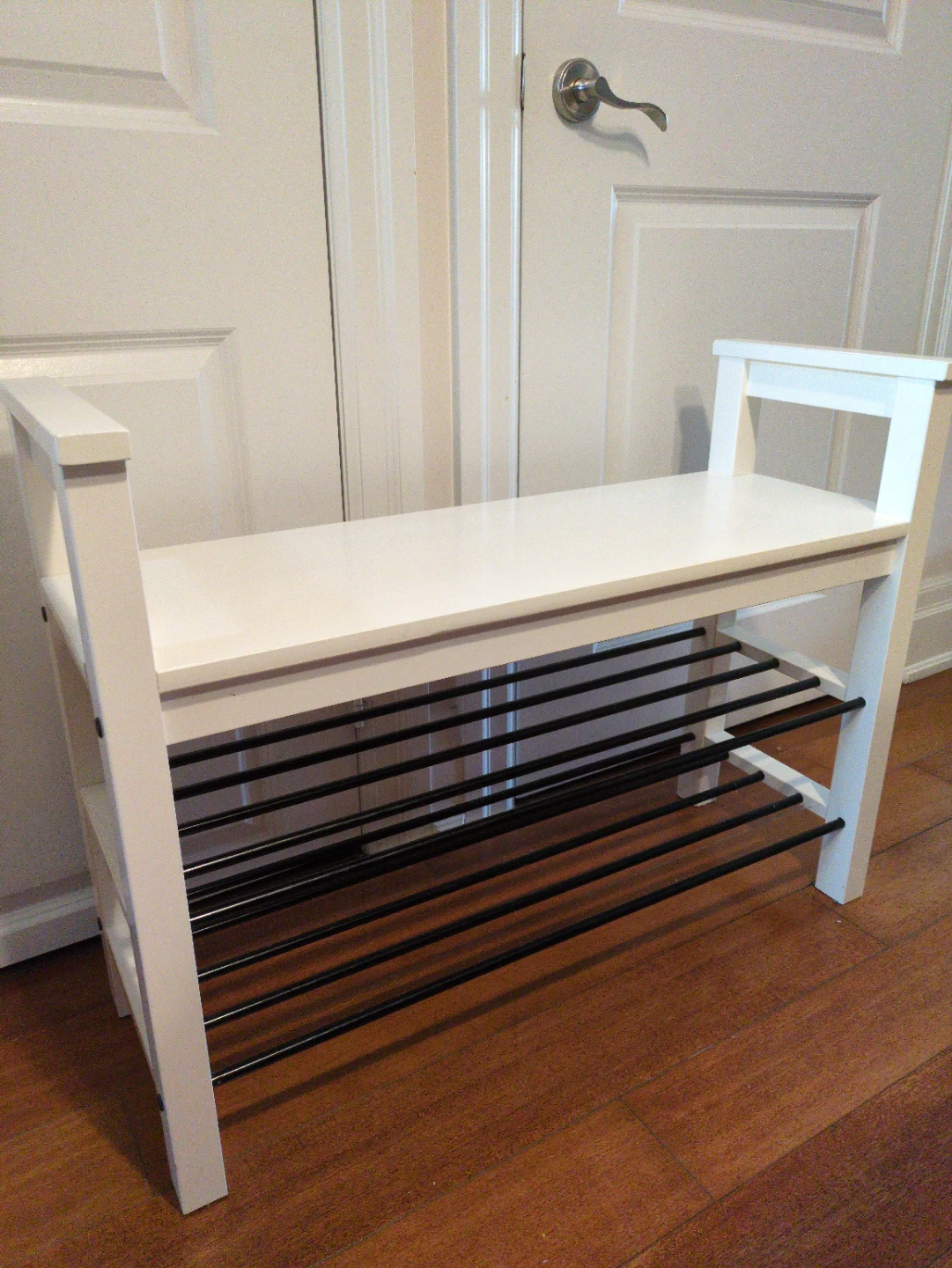 White IKEA Shoe Rack Storage Bench - photo 3
