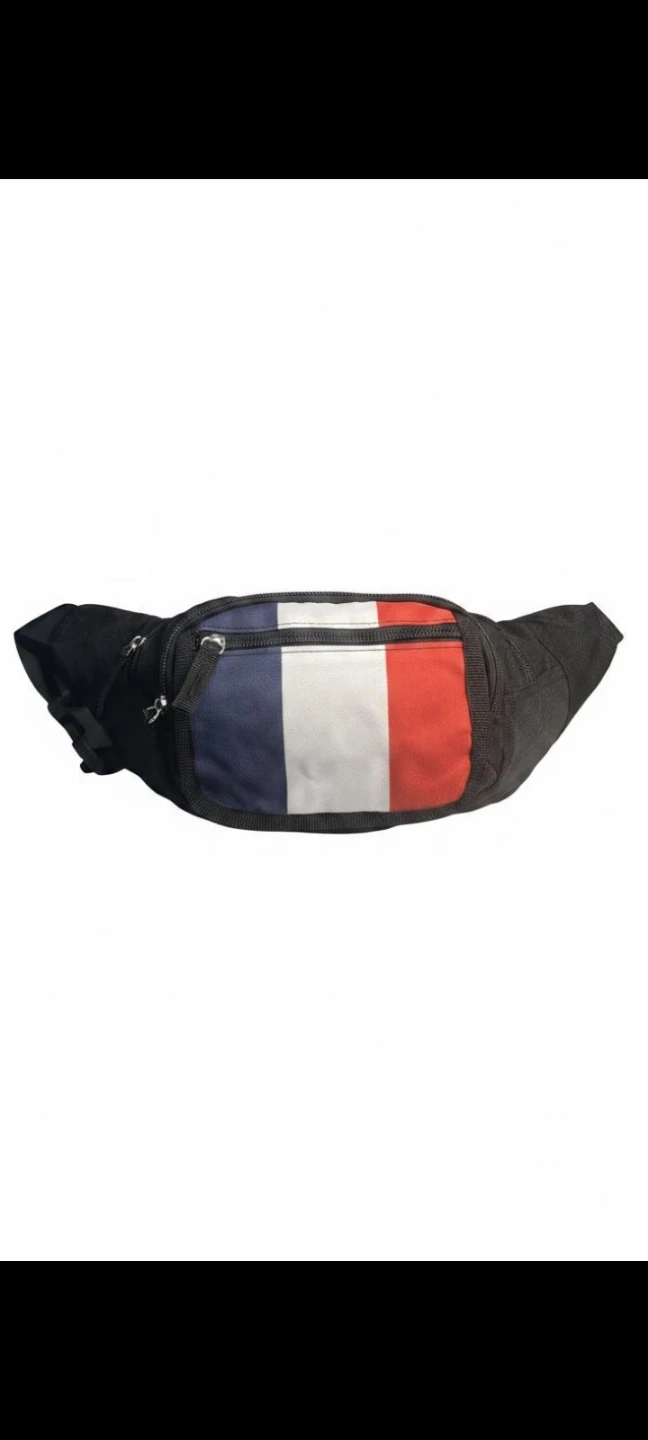 Black Fanny Pack with French Flag Detail