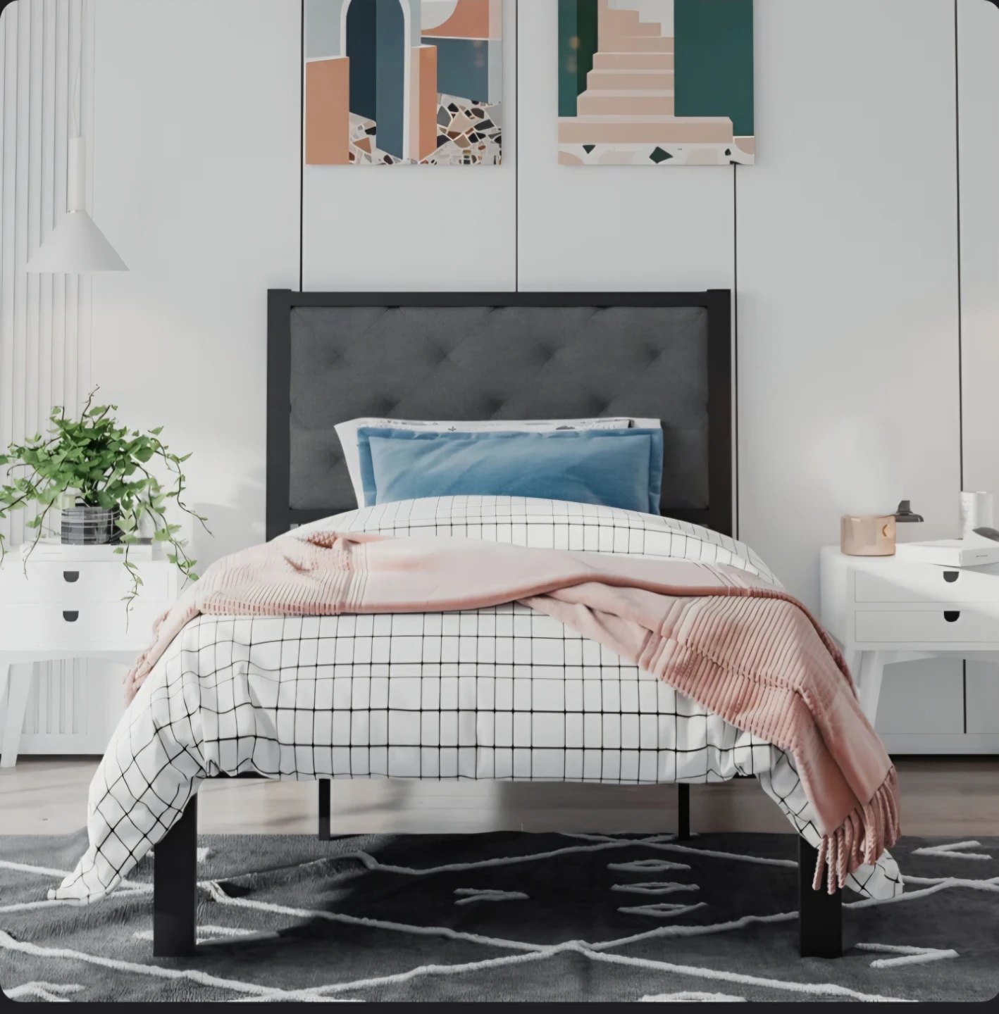 Twin XL  Size Upholstered Bed Frame with Headboard - photo 2
