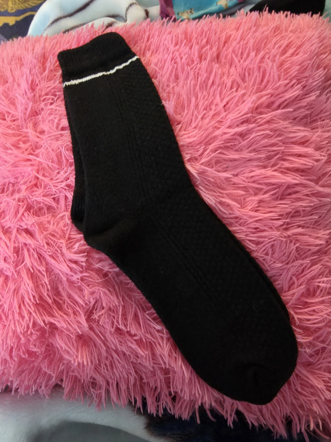 Black Crew Socks with White Stripe Detail