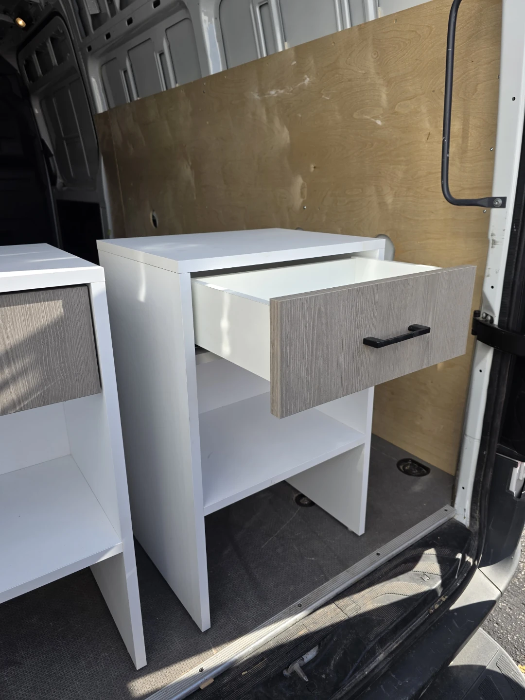 Pair of White & Wood Nightstands