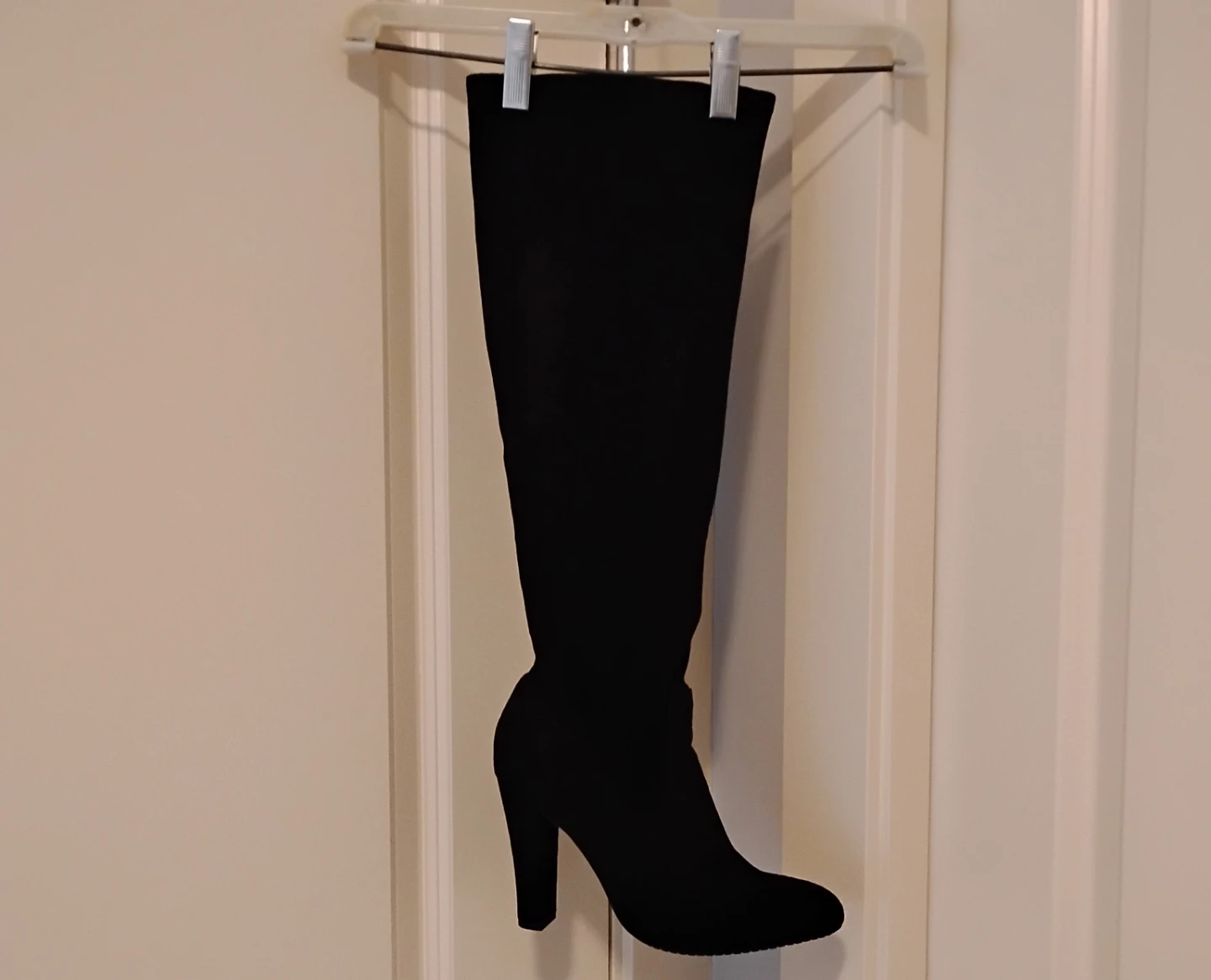 ⚽ Black Genuine Suede Tall Dress Boots