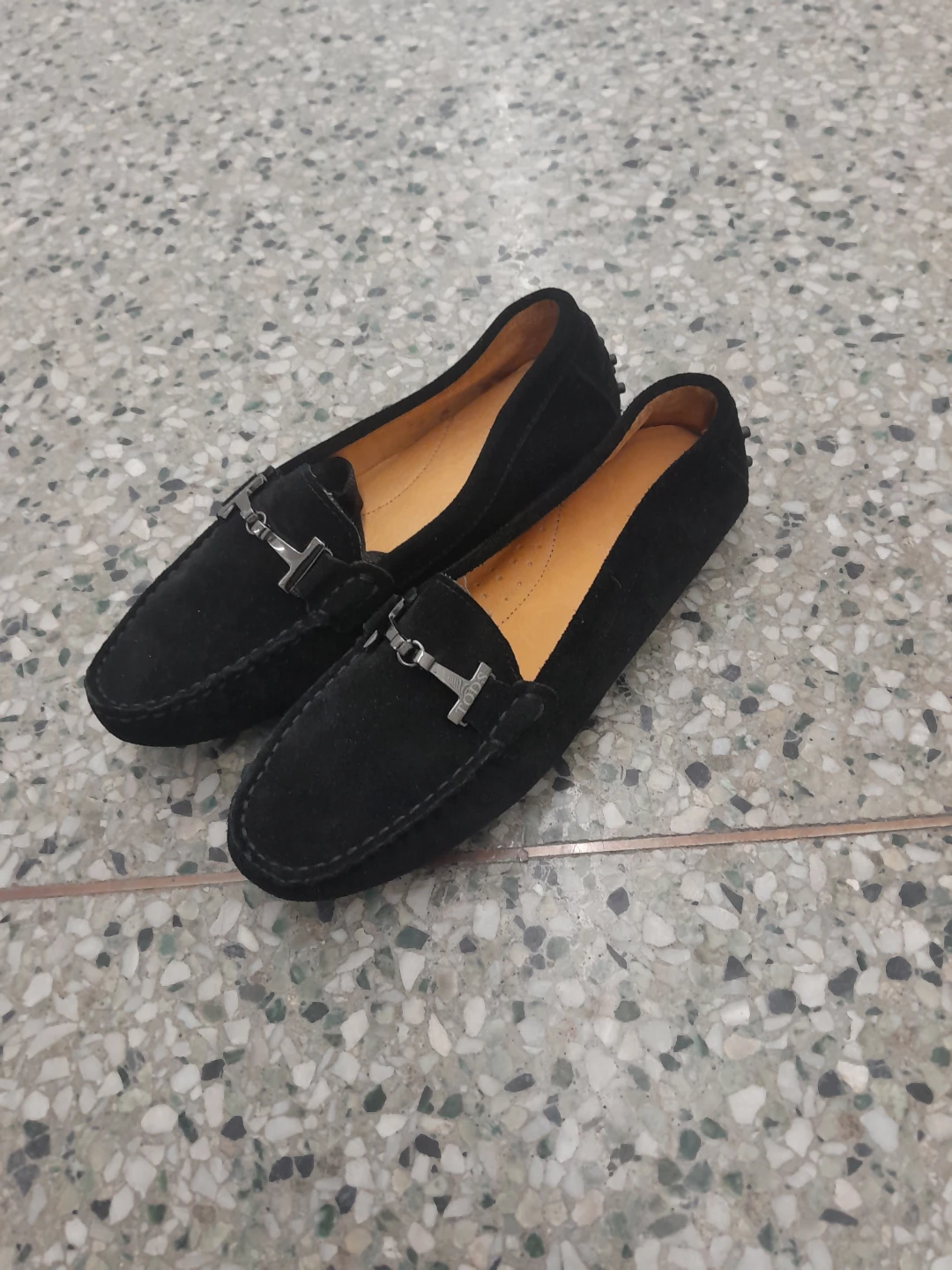 Black Suede Loafers with Silver Buckle Size 7 - photo 4