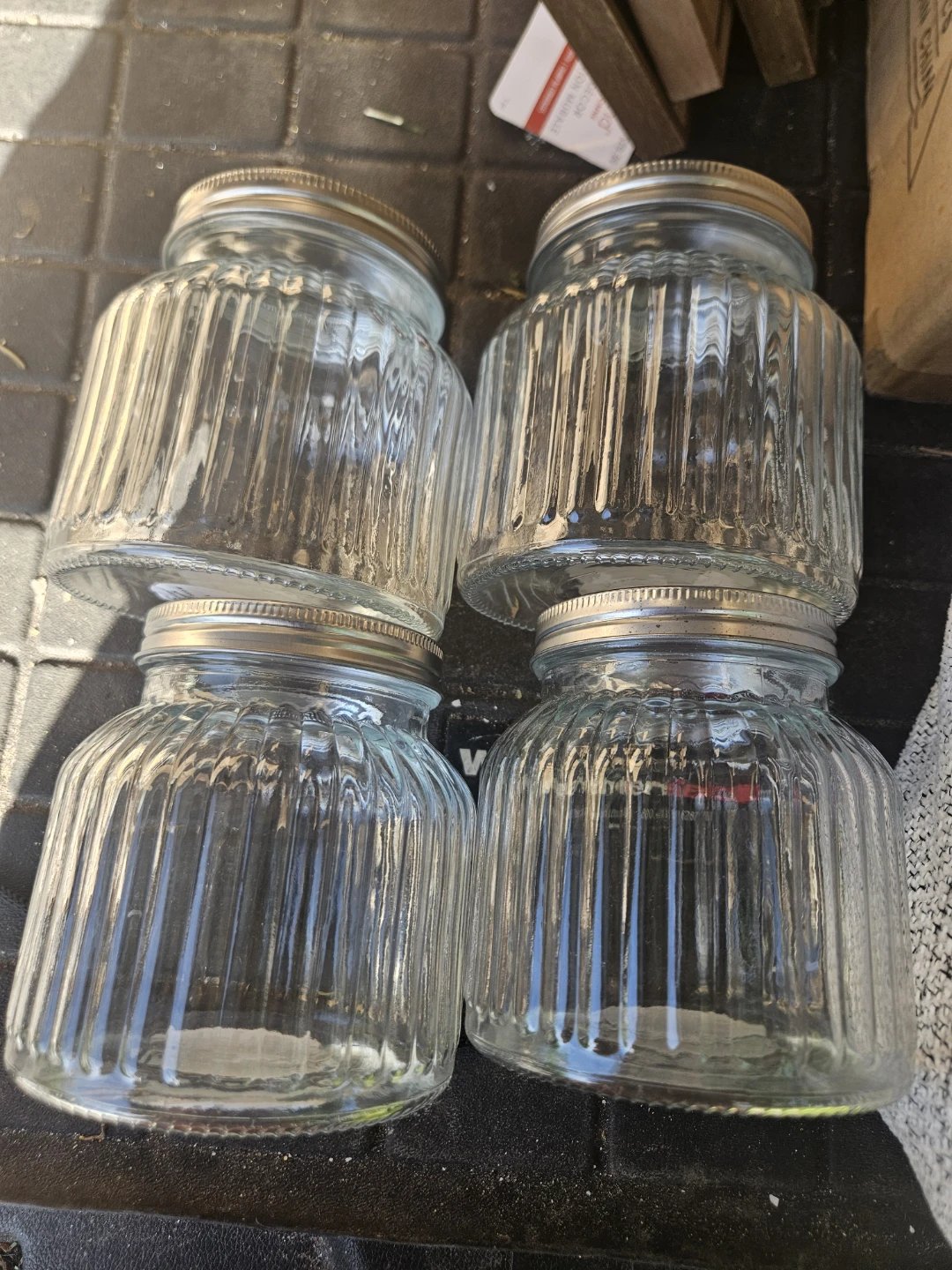 Set of 4 Glass Jars with Lids