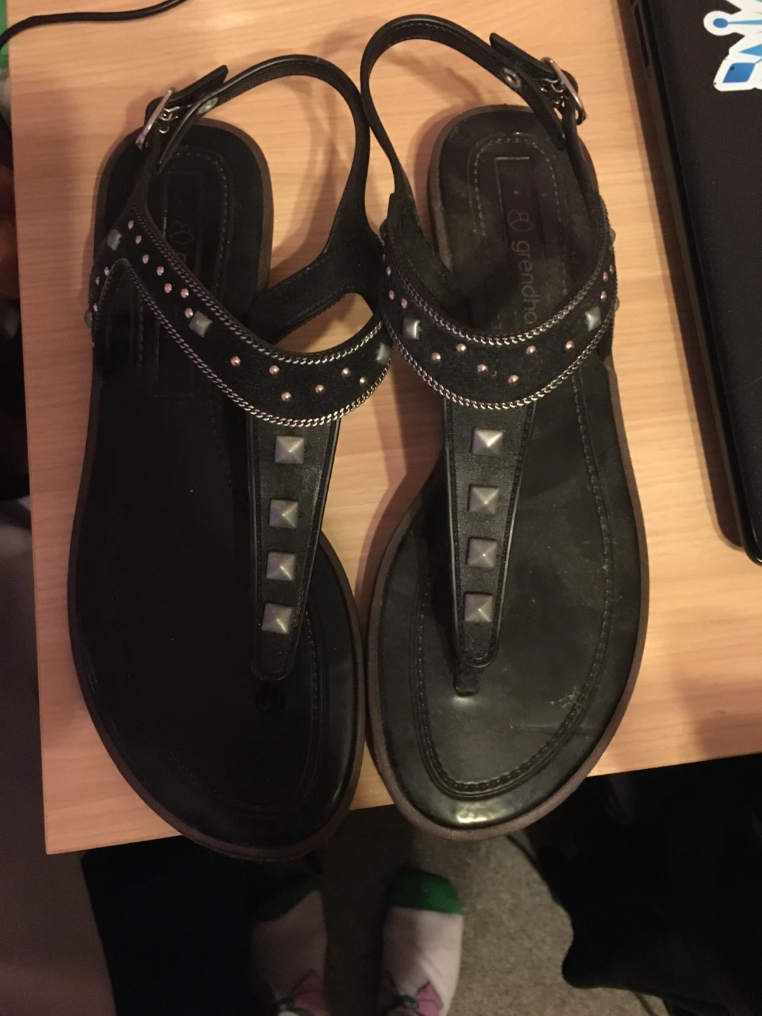 Grenadine Black Studded Thong Sandals - photo 3