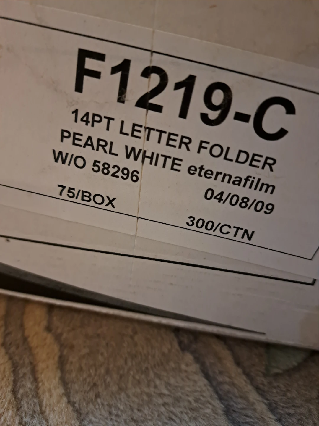 F1219-C 14pt Letter Folders Pearl White - photo 2