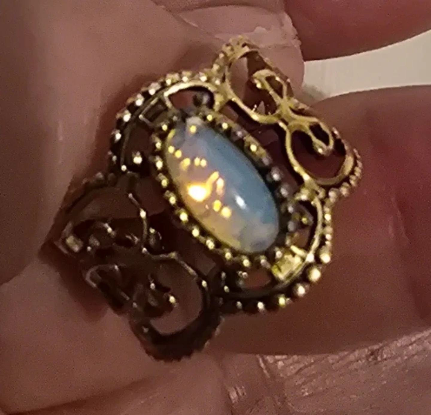 Vintage Gold Tone Ring with Oval Stone Coventry signed