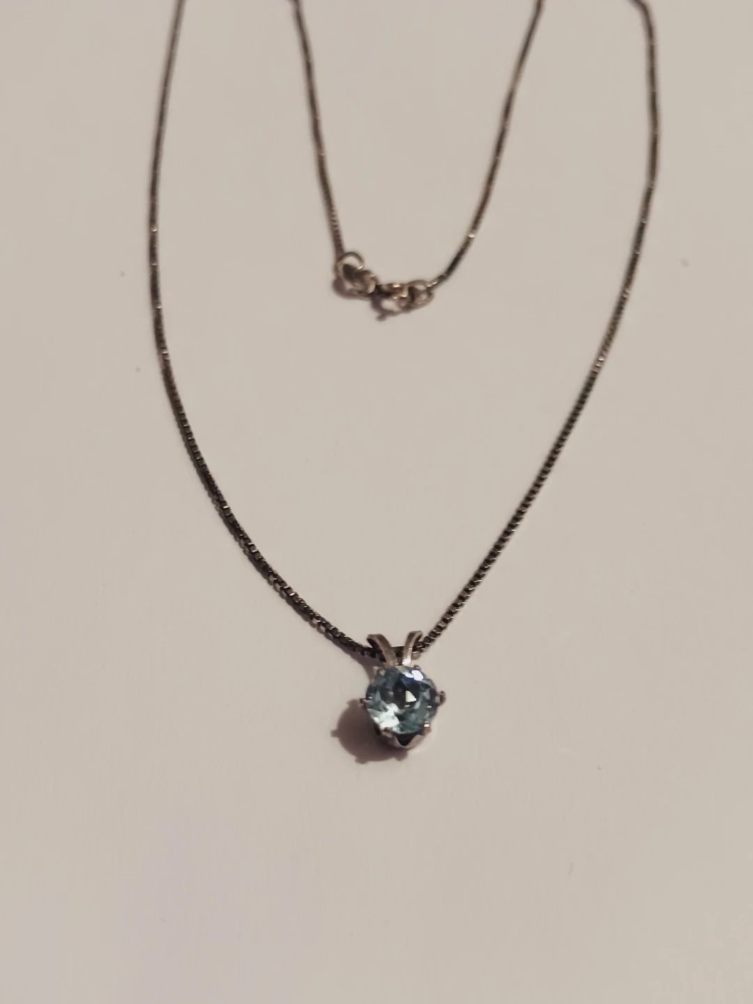 Sterling Silver 925  Blue Topaz Pendant Necklace - photo 2