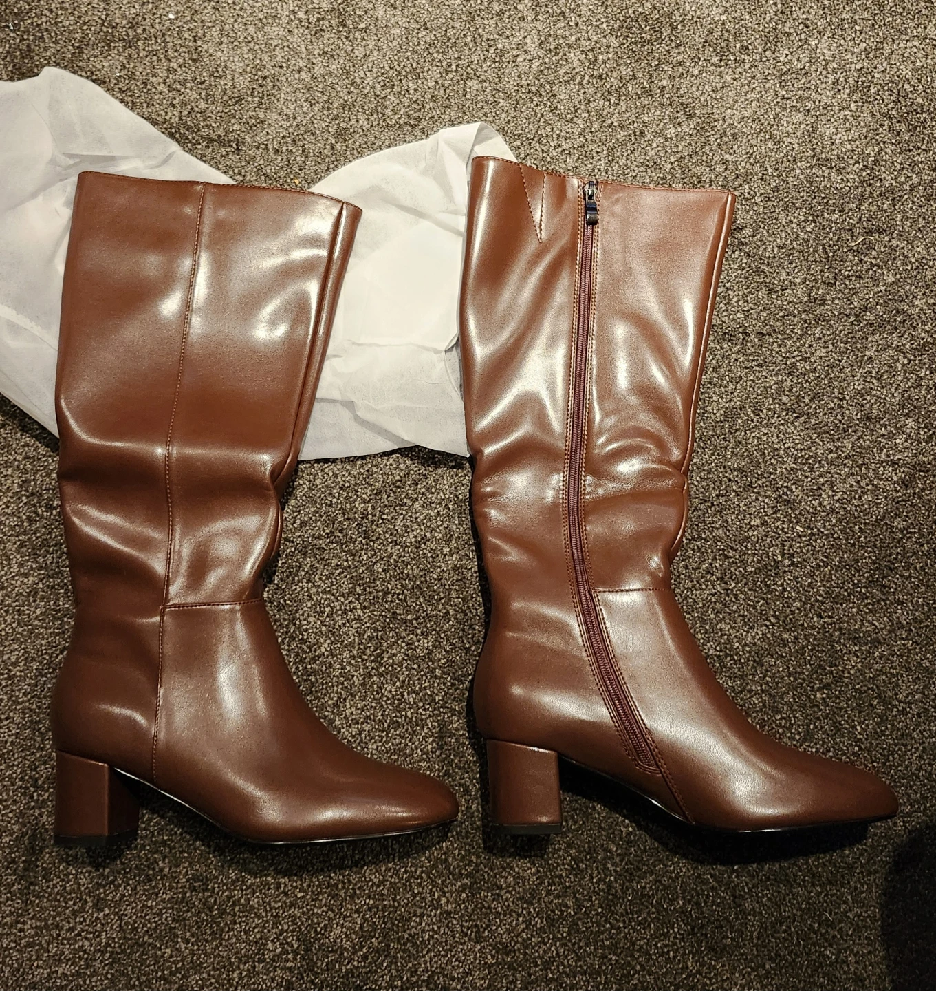 Brown Knee-High Boots with Block Heel - photo 2