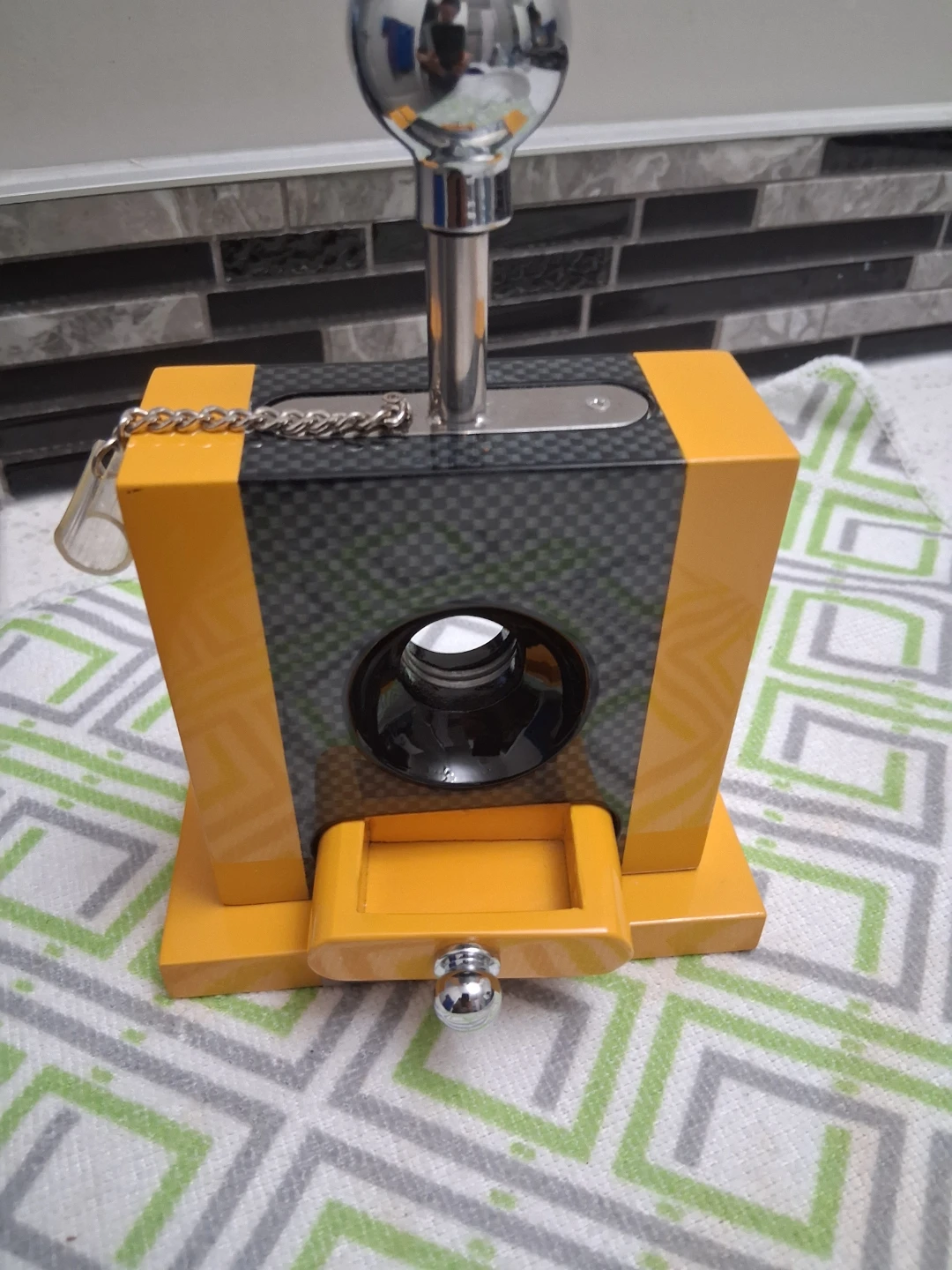 Yellow and Carbon Fiber Cigar Cutter