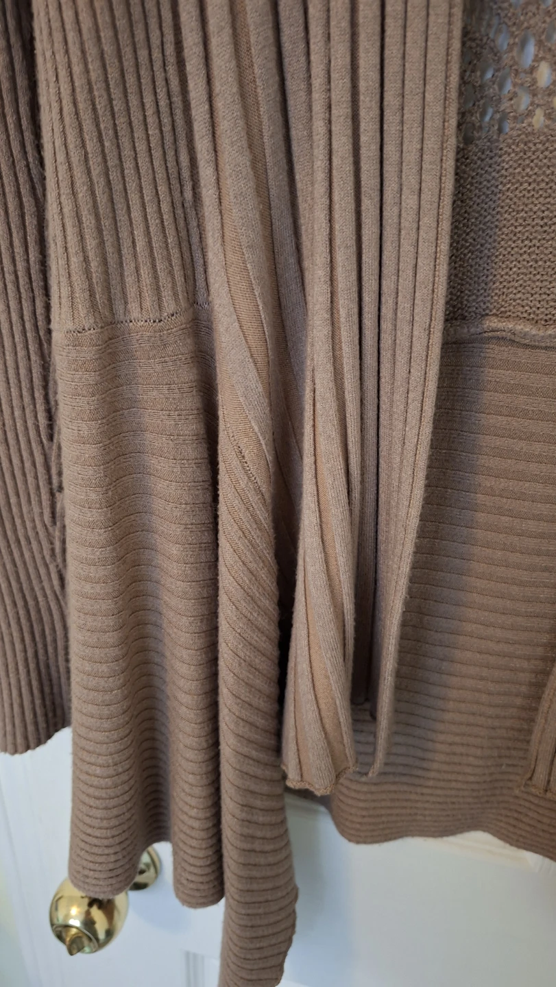 Brown Open-Front Cardigan with Lace Detail - photo 2
