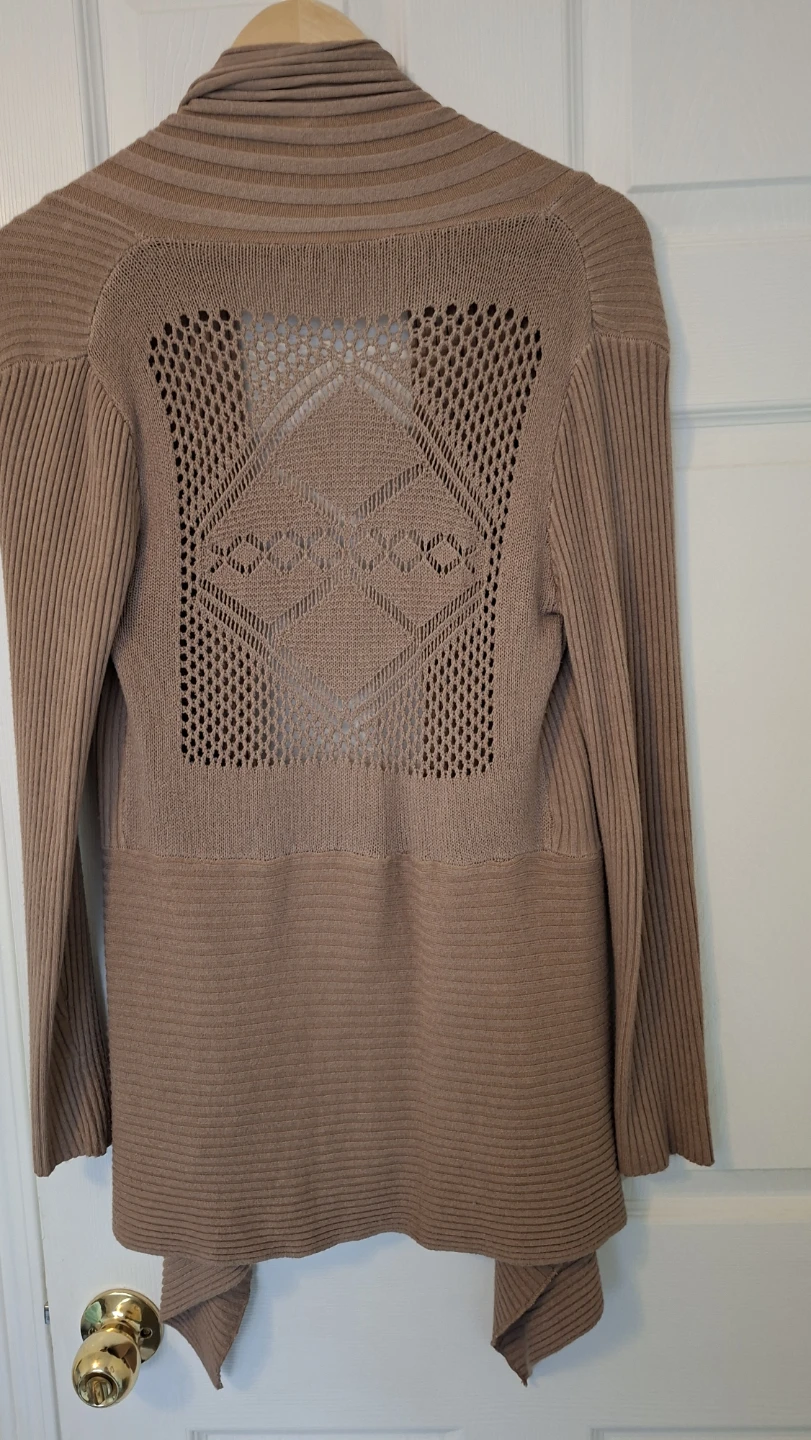 Brown Open-Front Cardigan with Lace Detail - photo 3
