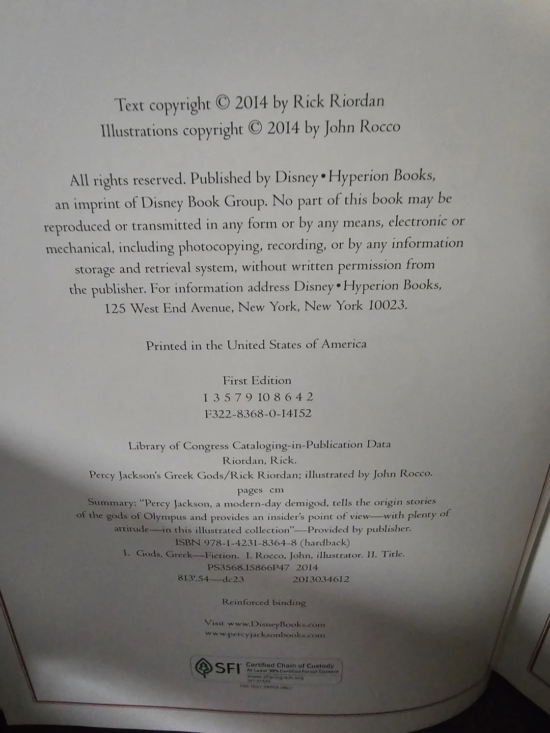 Percy Jackson's Greek Gods by Rick Riordan Hardback Book - photo 2