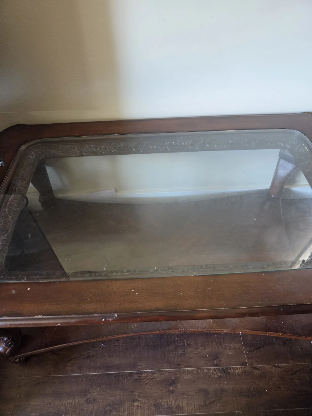 Wooden coffee table with glass top - photo 3