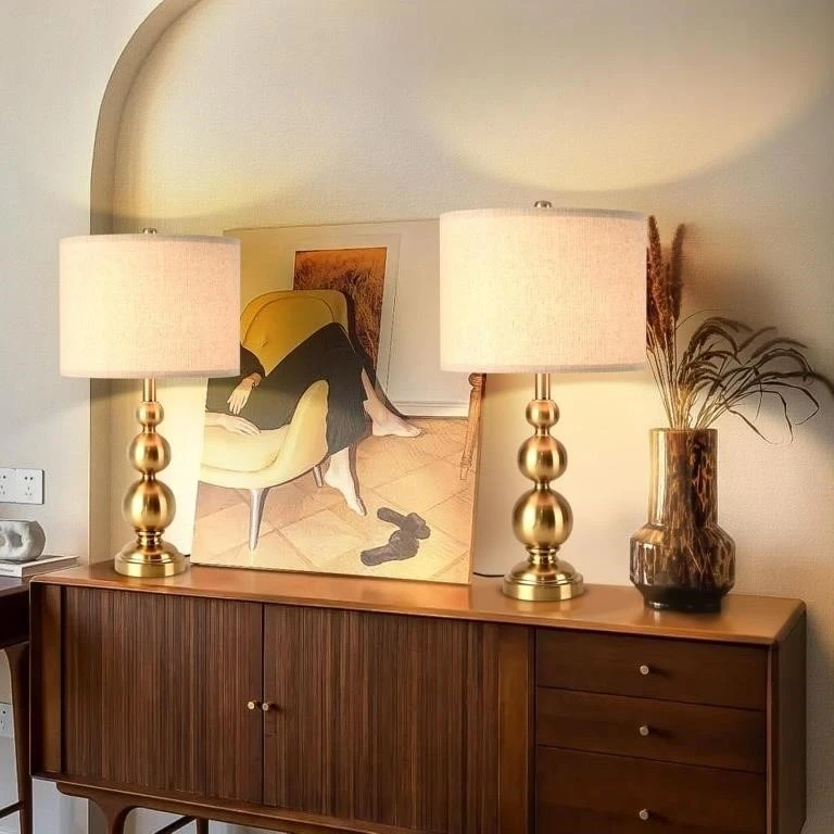 Gold table lamp set of two