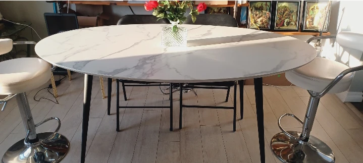 Oval Modern Marble Dining Table - 160cm x 90cm - photo 3
