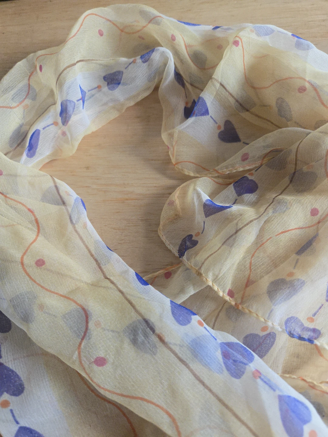 Lightweight Sheer Scarf with Blue Hearts - photo 2