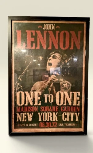 John Lennon One to One Concert Poster in frame