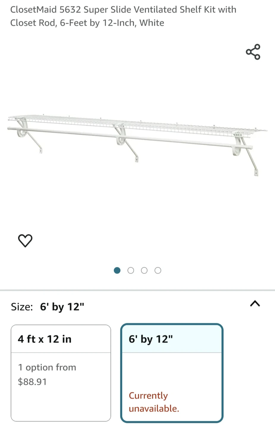 ClosetMaid Shelf Kit with Closet Rod - 6 ft