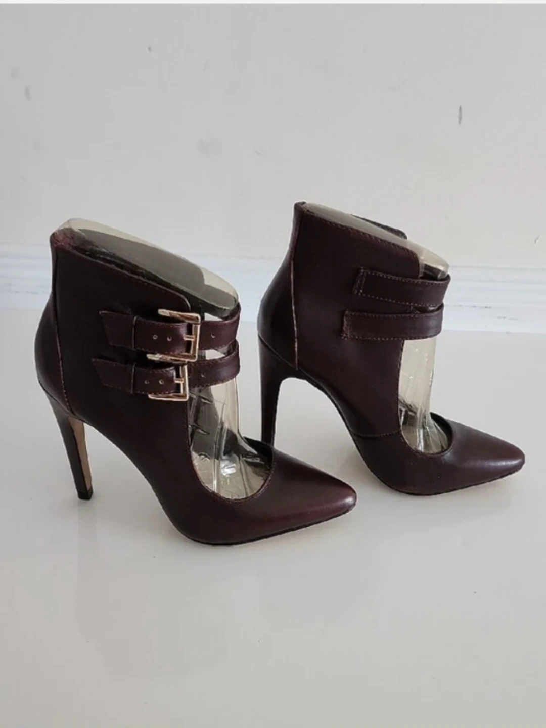 Aldo Double-Strap Pointed Toe Heels in Burgundy - photo 4