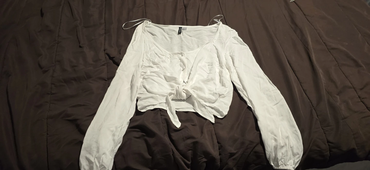 White H&M Divided Tie-Front Blouse