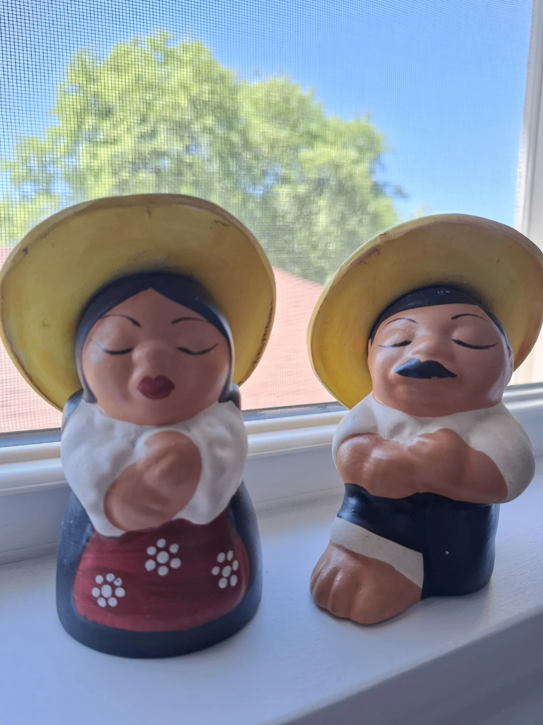 Couple Figurines with Yellow Hats from Arequipa Perú.