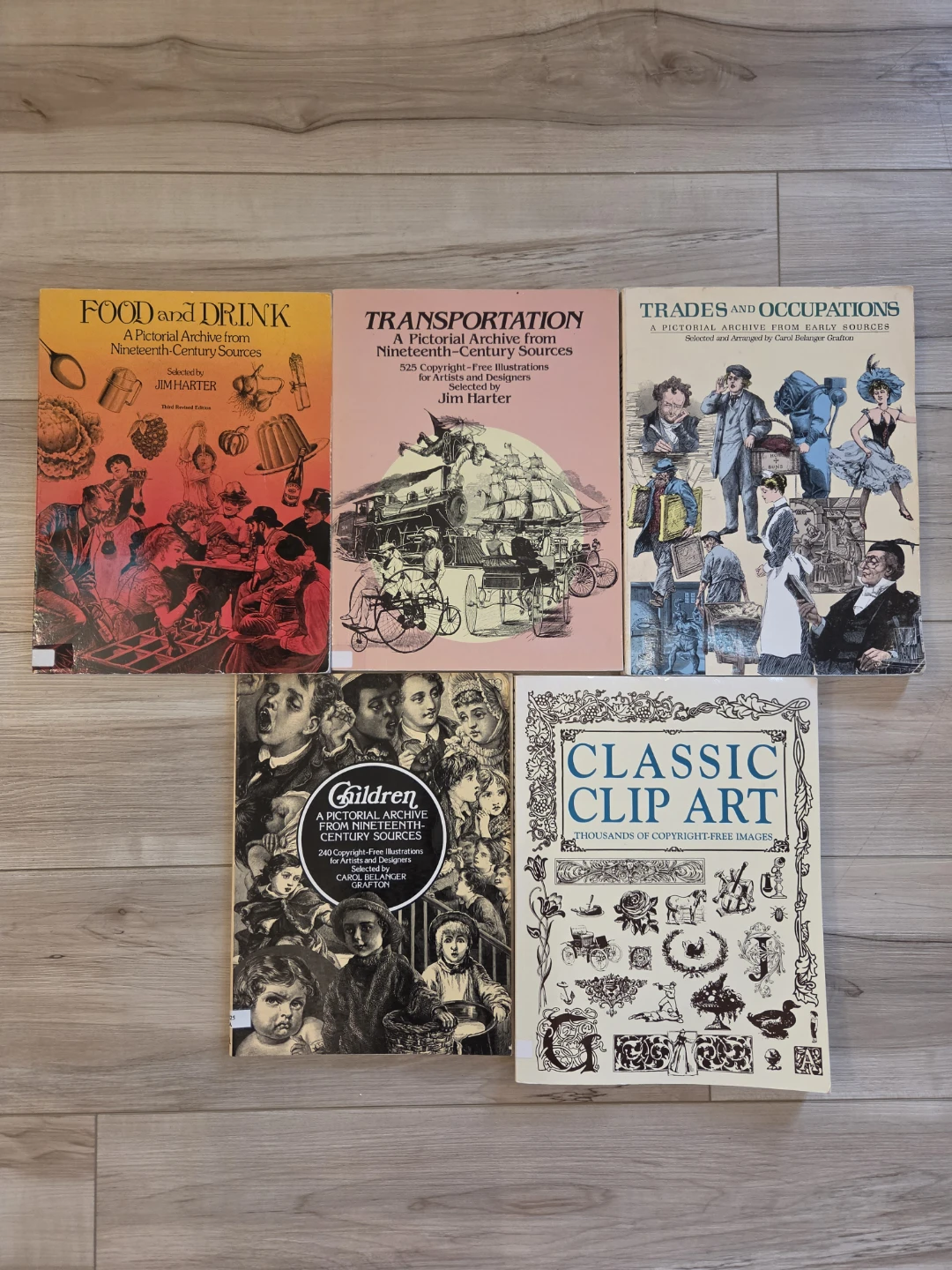 4 Pictorial Archive Books &  1 Classic Clip Art Image Book