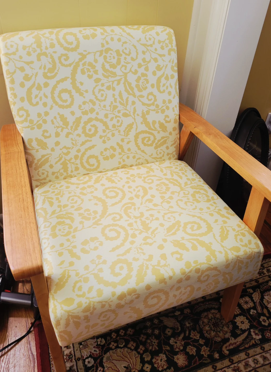 Accent Chair with Yellow Floral Pattern