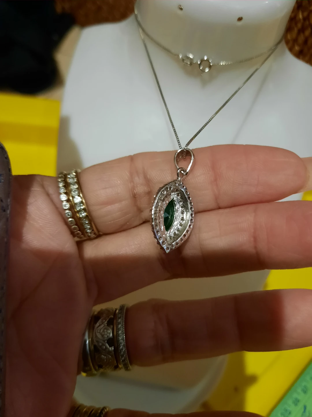 CZ Marquise Emerald CZ Necklace  Solid sterling silver - photo 2