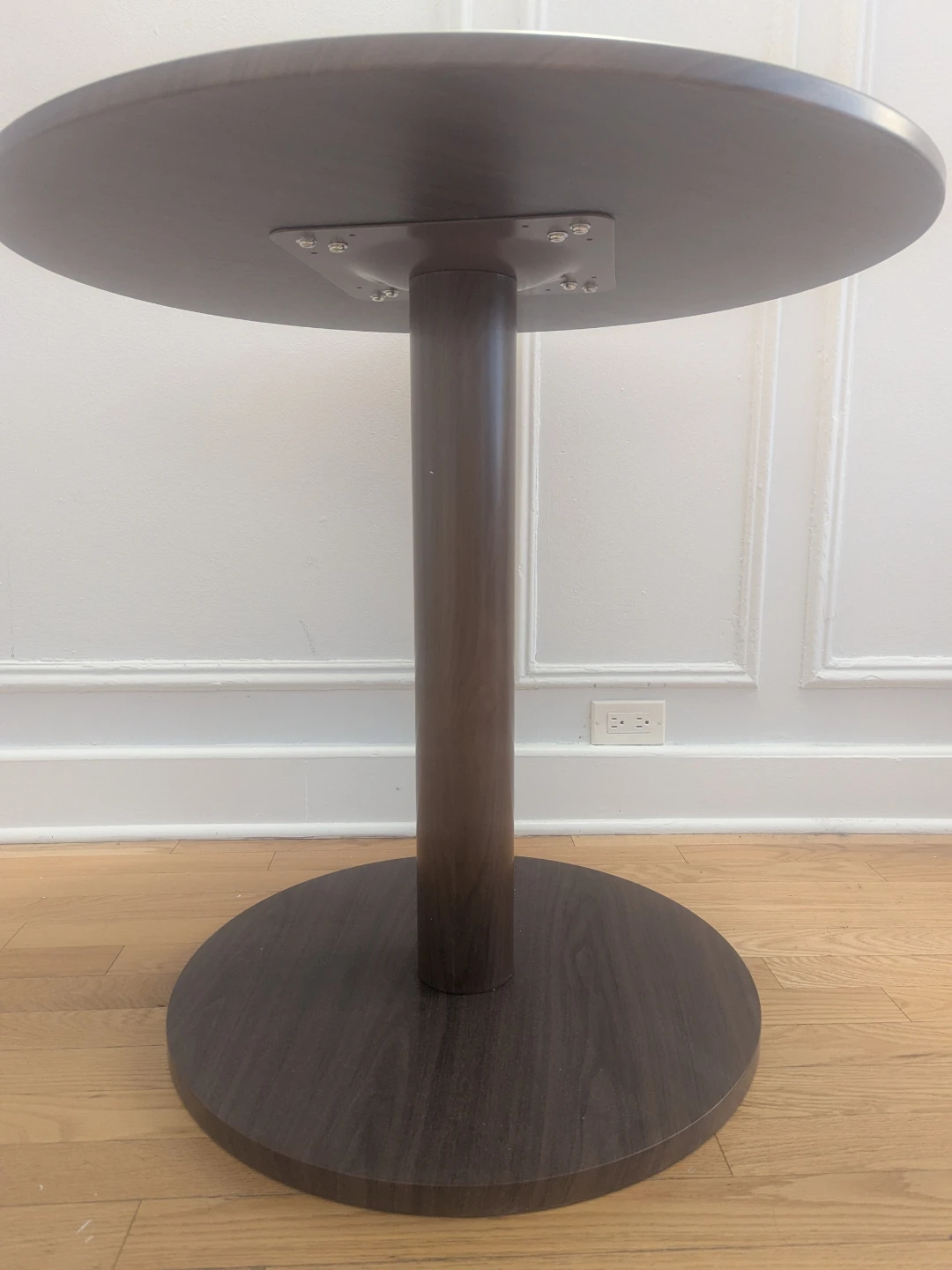 Round Pedestal Dining Table - Dark Wood Finish - photo 3