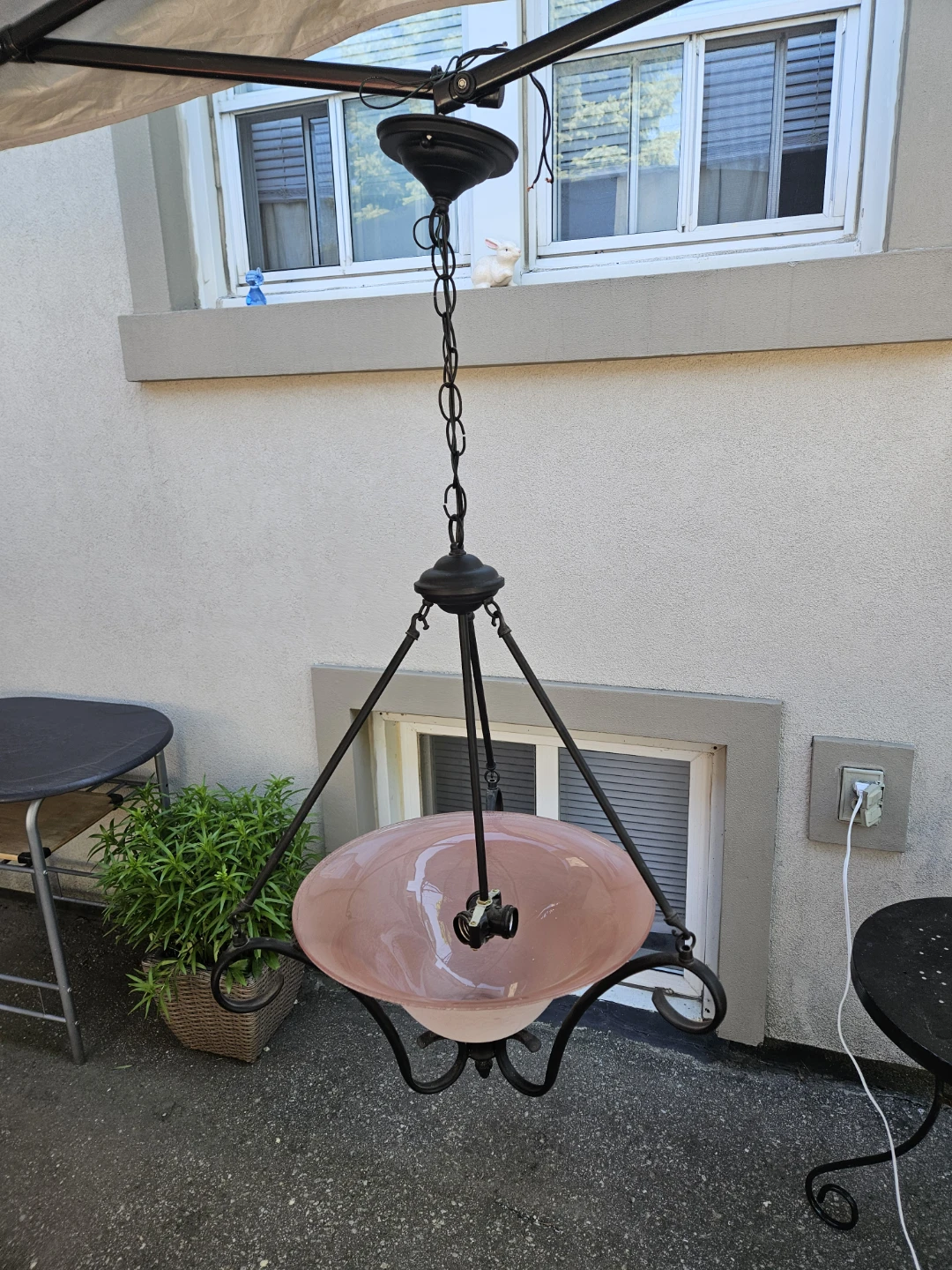 Pink Glass Pendant Light Fixture