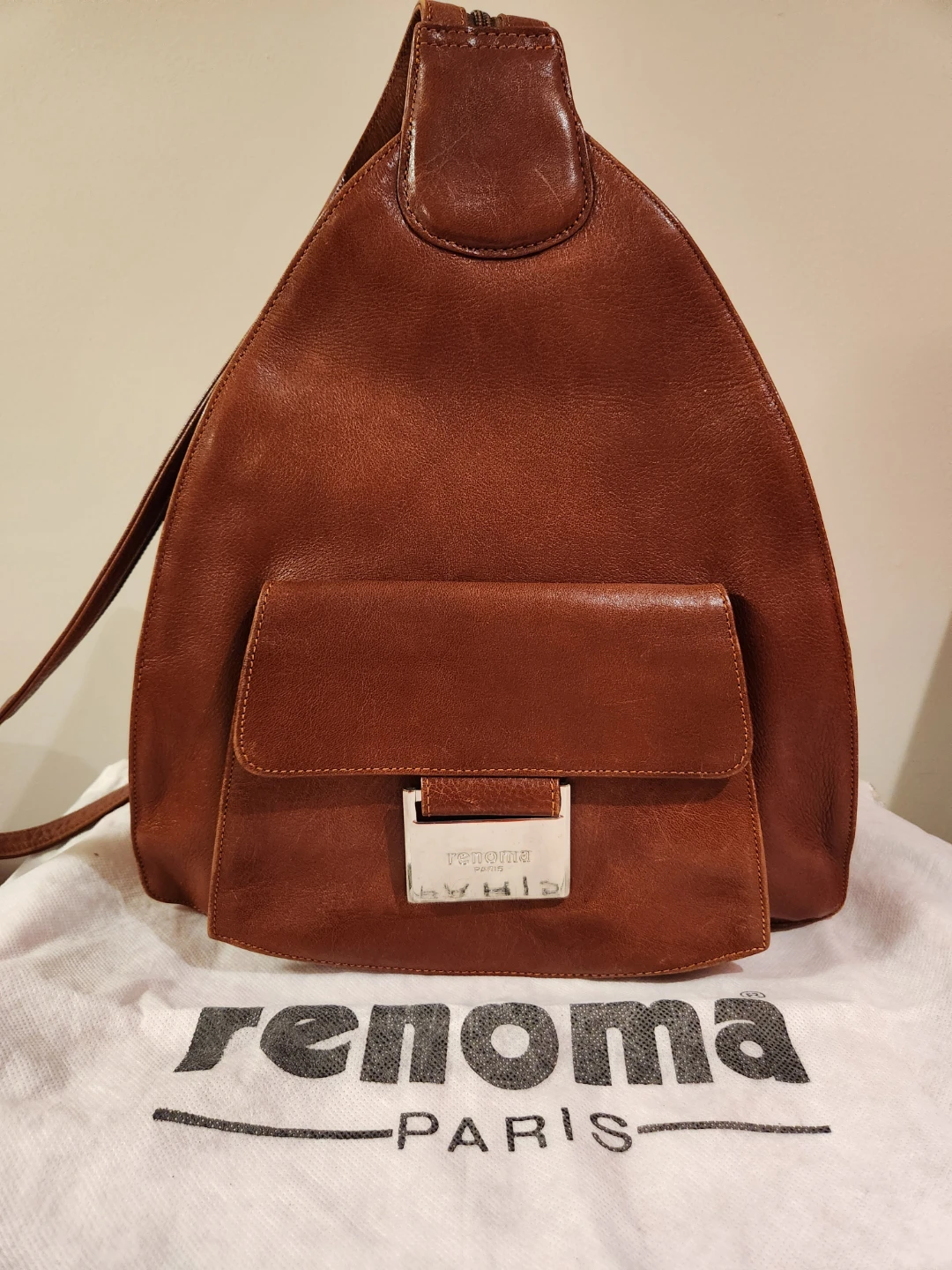 Renoma Paris Brown Leather Sling Backpack