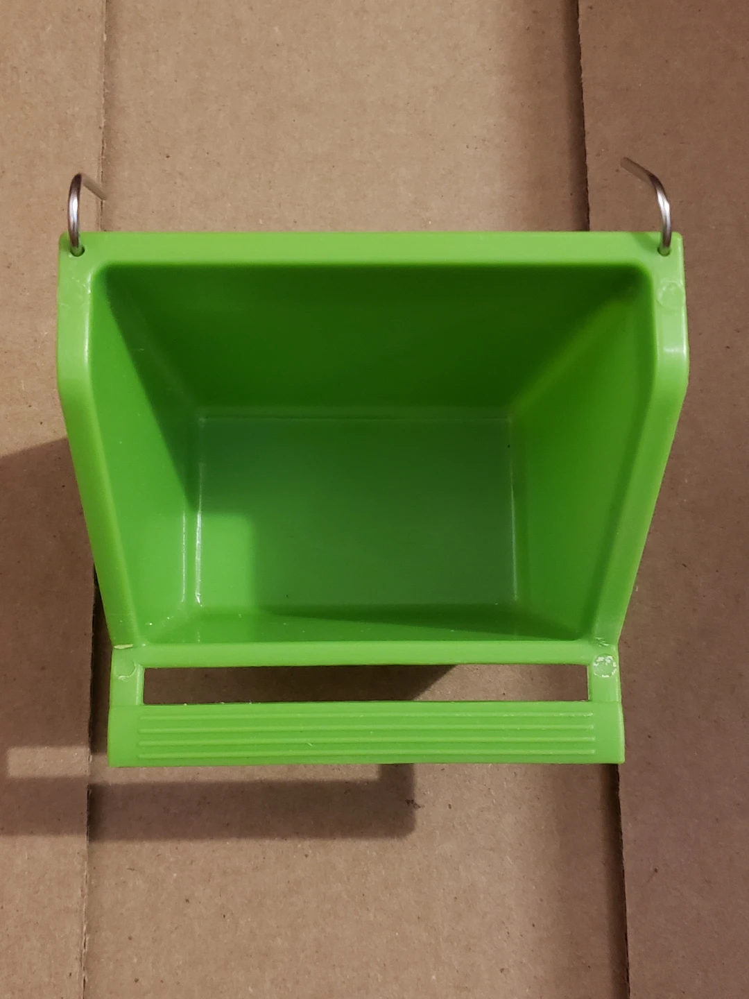 Green Bird Feeder Dish / Water Cup with Hooks