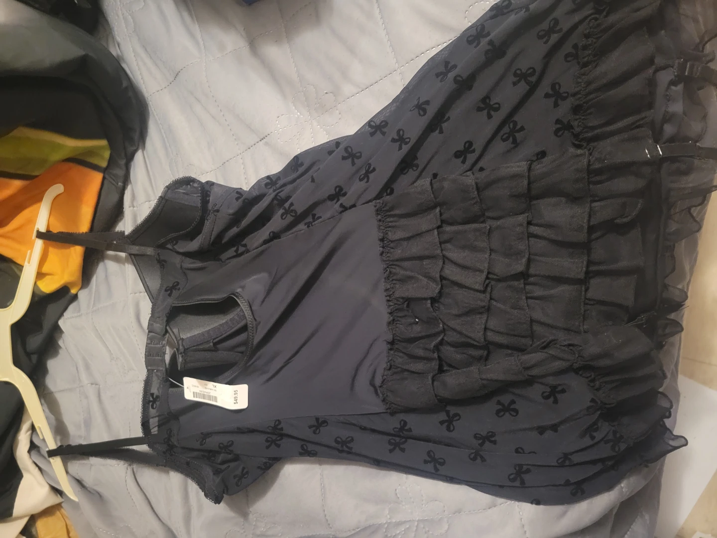 Black Sheer Chemise with Bow Detail - photo 2