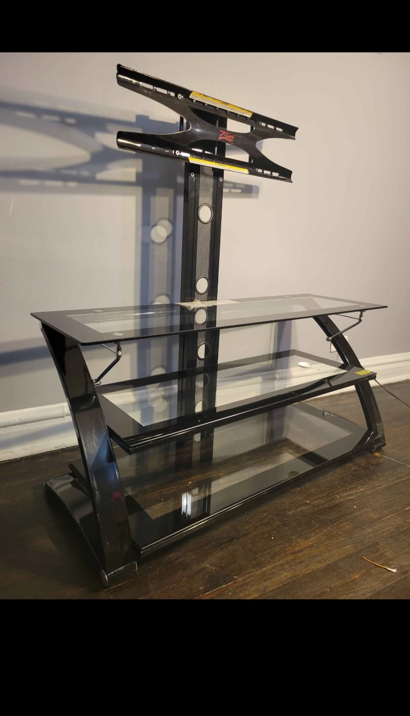 Black Glass TV Stand with Mount - photo 3