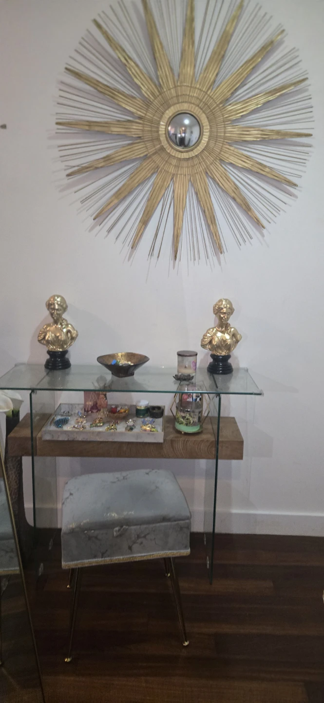 Glass Console Table with Wood Shelf - photo 4