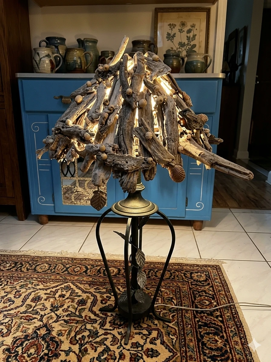 One-of-a-Kind Custom Handcrafted Driftwood Table Lamp
