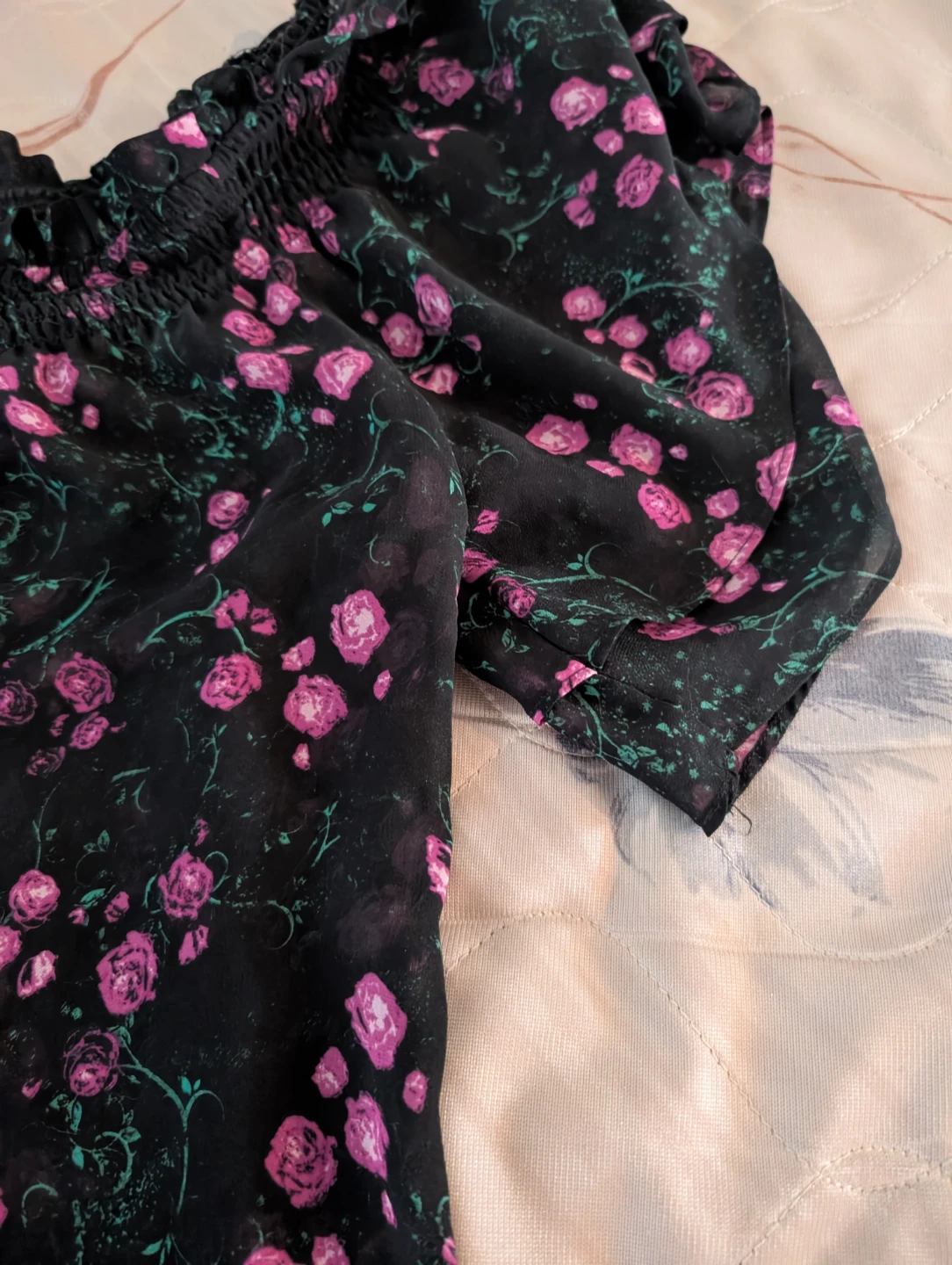 Love & Legacy Black Floral Off-Shoulder Blouse - Size 16 - photo 2