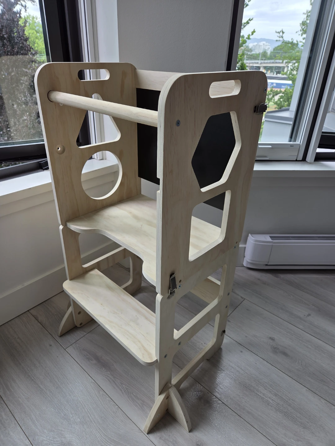 Wooden Toddler Tower with Chalkboard