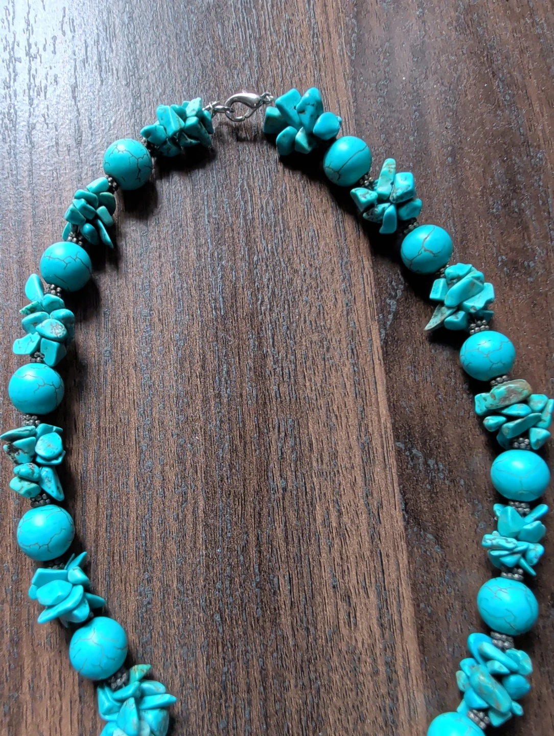vintage handmade chunky  turquoise matrix necklace - photo 3