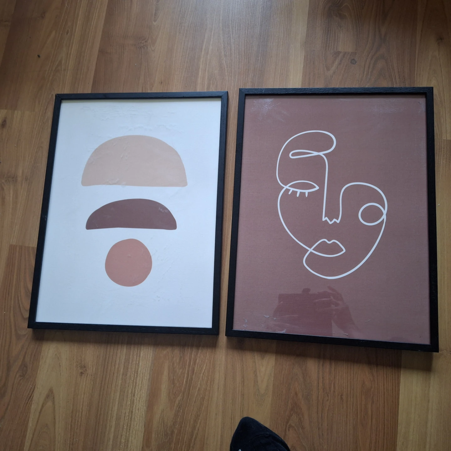 Framed Abstract Geometric Art*plastic cover has smear marks*