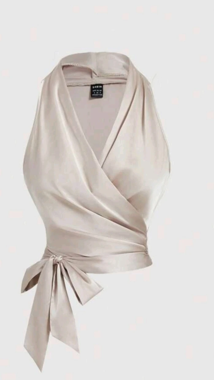 SHEIN MOD Satin Wrap Halter Top
