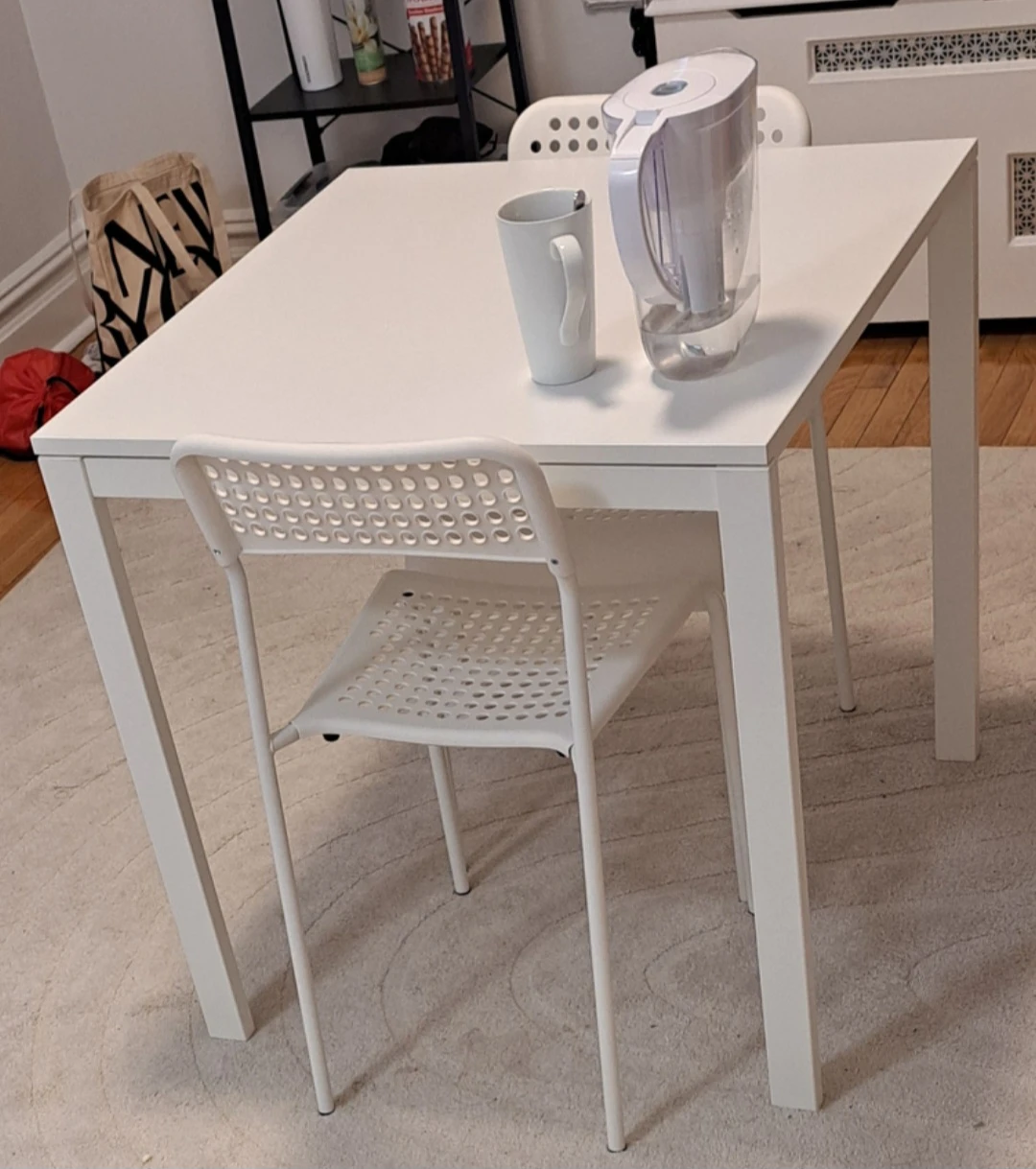 IKEA White Dining Table with Chairs