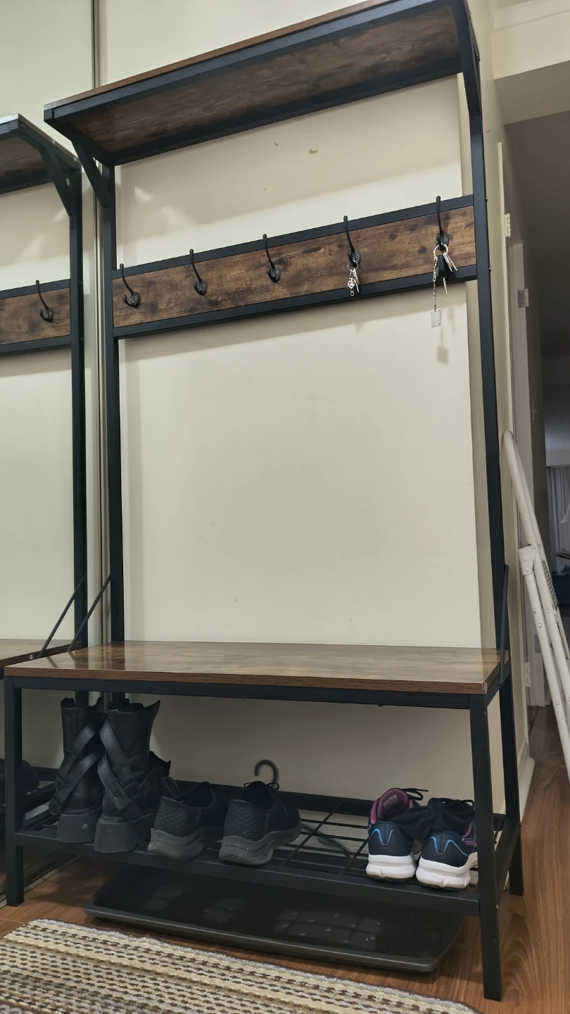 Hallway Coat Rack and Shoe Bench - photo 2