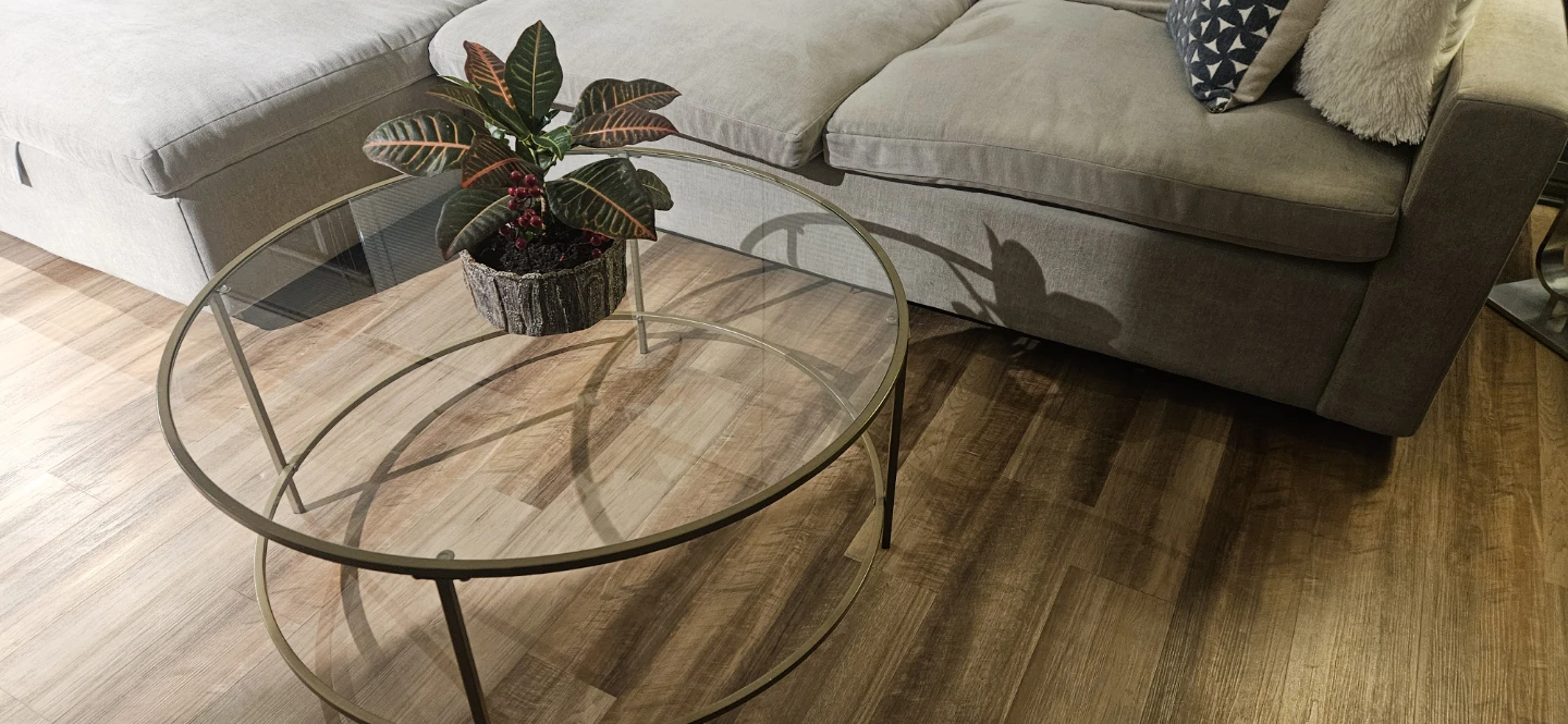 Round Glass Coffee Table with Metal Frame - photo 2