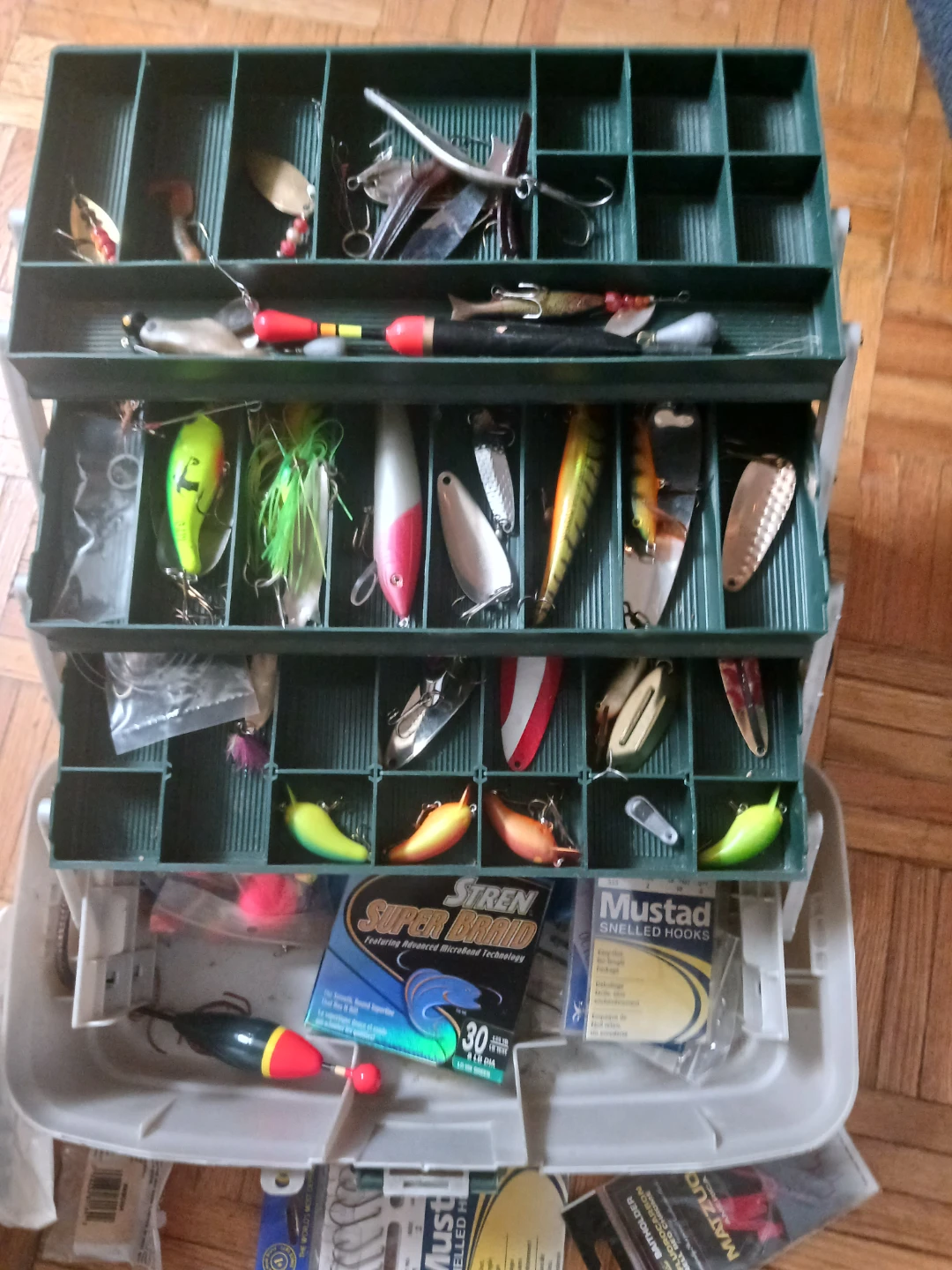 Fishing Tackle Box with Assorted Lures and Hooks