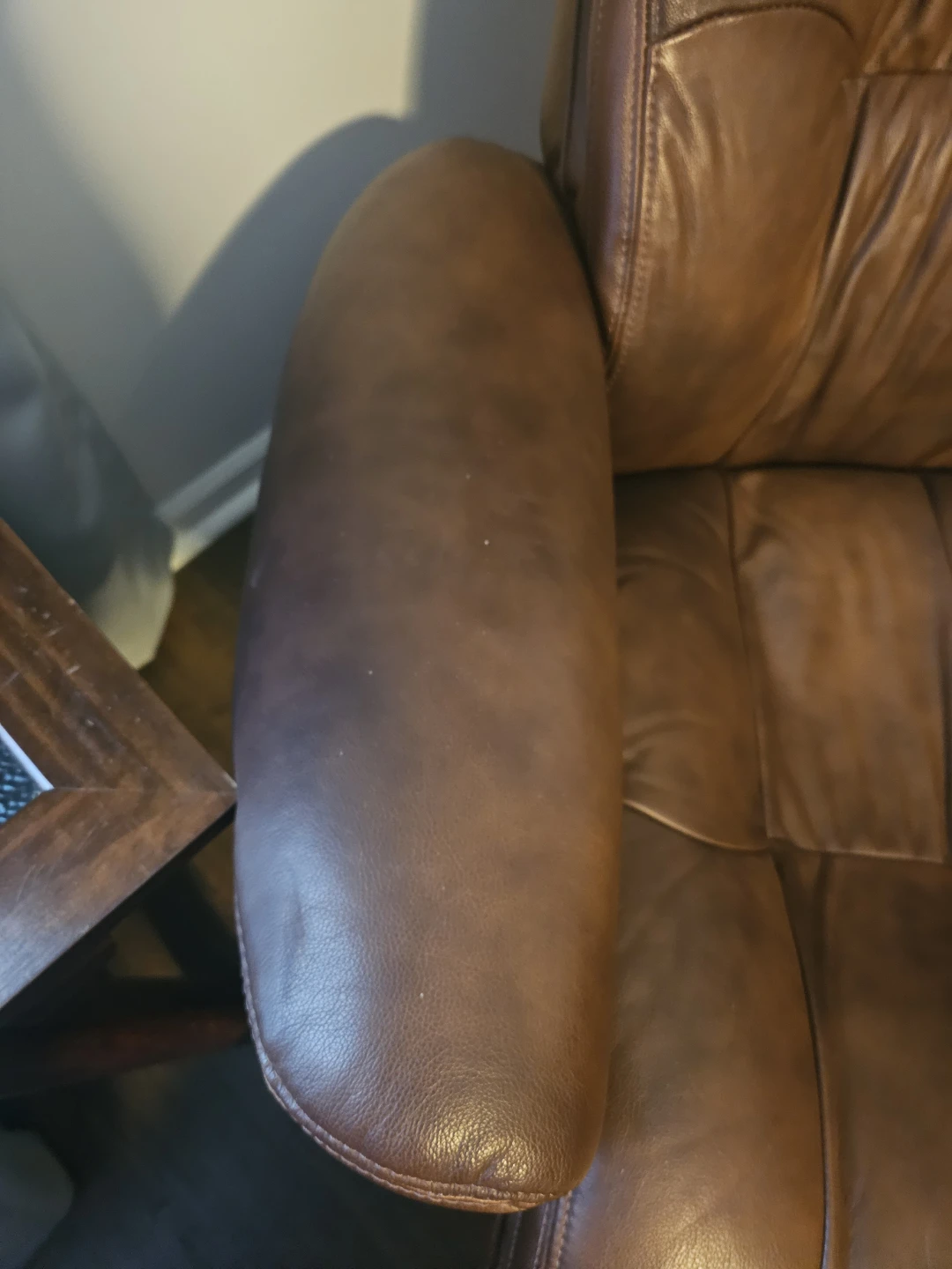 Brown Leather Recliner Chair with Ottoman - photo 5